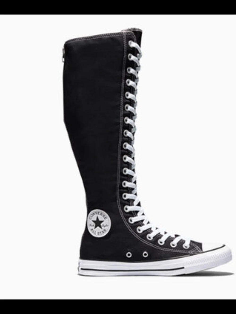 Converse Black Over-the-Knee Lace-Up Knee Boots with White Trim